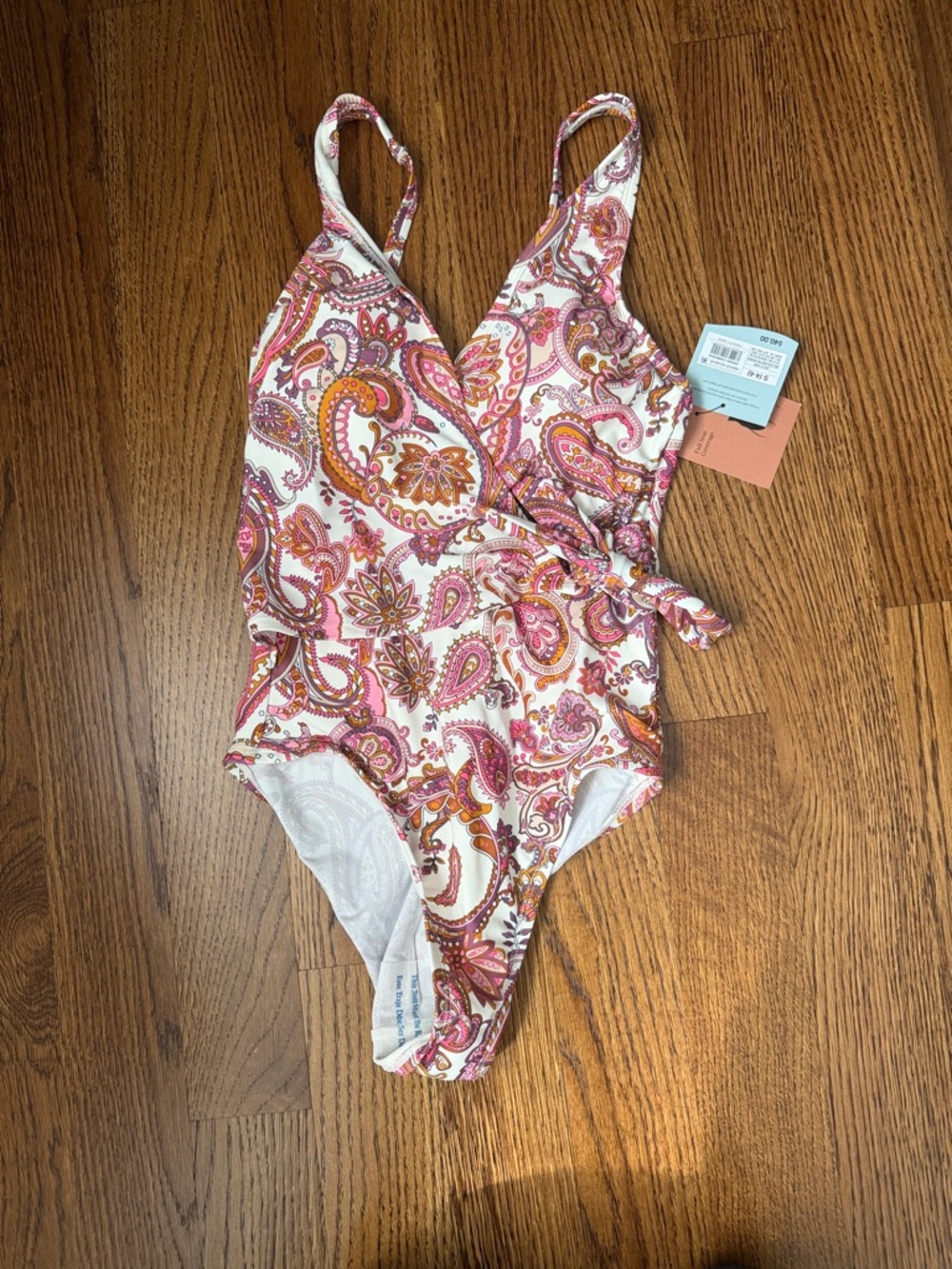 Shade & Shore Paisley One-Piece Swimsuit in White, Pink, Orange
